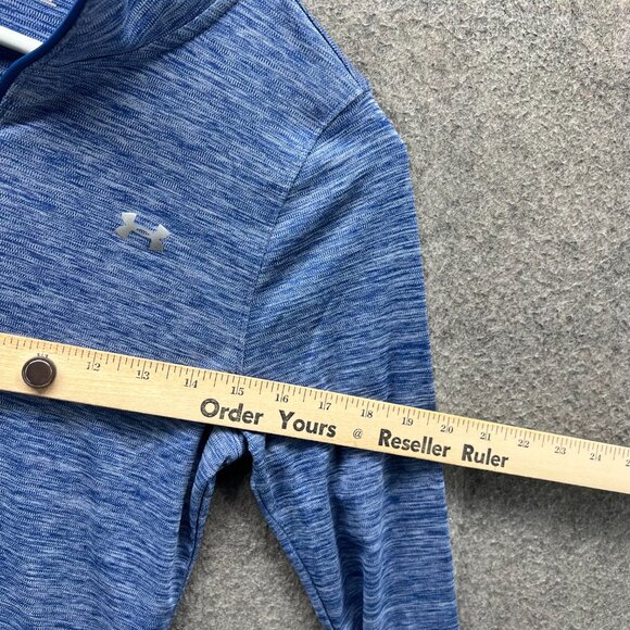 Under Armour Pullover Women XS Blue HeatGear 1/4 Zip Loose Long Sleeve Heather - Picture 3 of 10